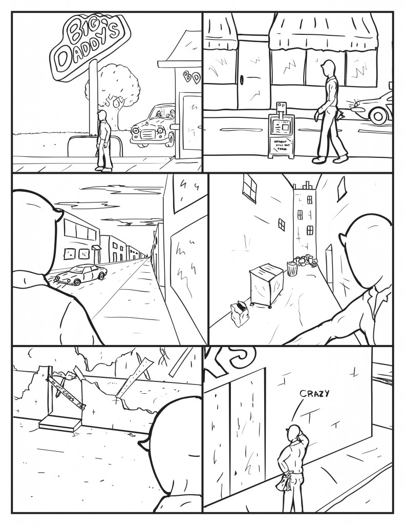 Milo can be seen leaving Big Daddy's he wanders the streets and the alleys looking for the bum even the location he was rescued by the bum only to finally back at Hanks front door scratching his head and mumbling, "Crazy."